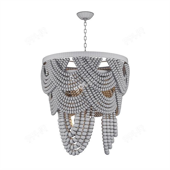 Wood Bead Ombre Chandelier 3D model image 3