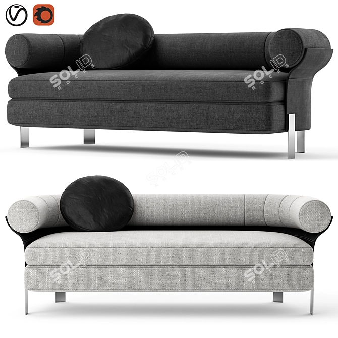 Modern Minotti Mattia Sofa in Black and White 3D model image 1