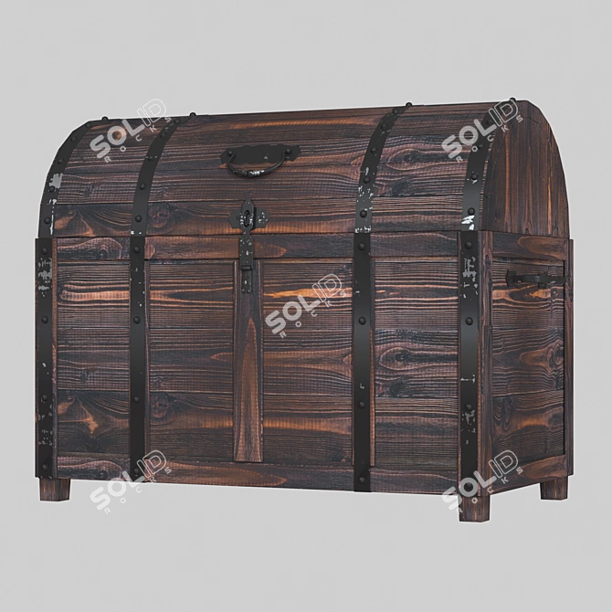 Wooden Chest: 3D Model, 325x593x500h 3D model image 1