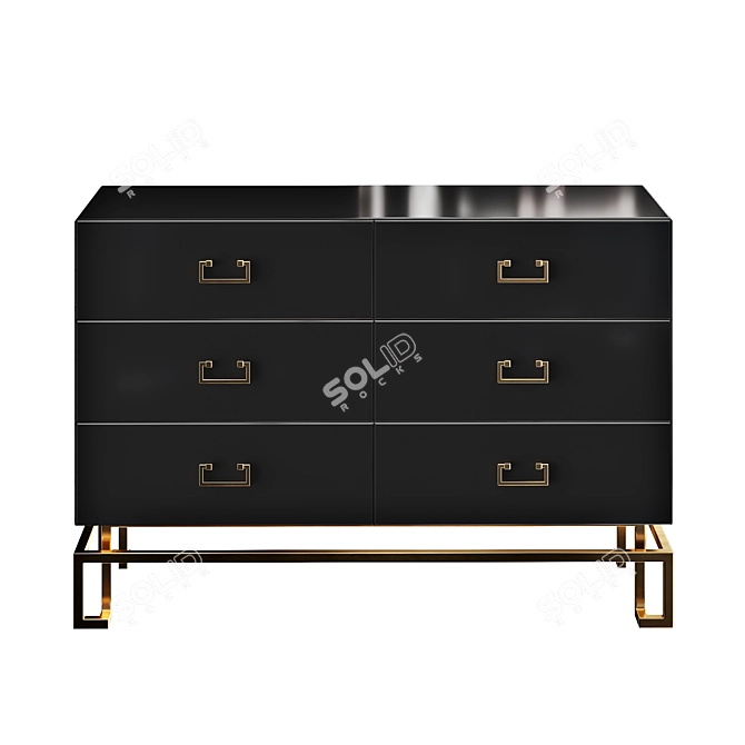 Garda Decor Black Chest of Drawers 3D model image 1