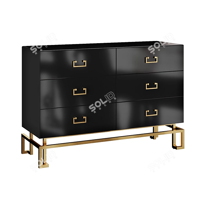 Garda Decor Black Chest of Drawers 3D model image 2