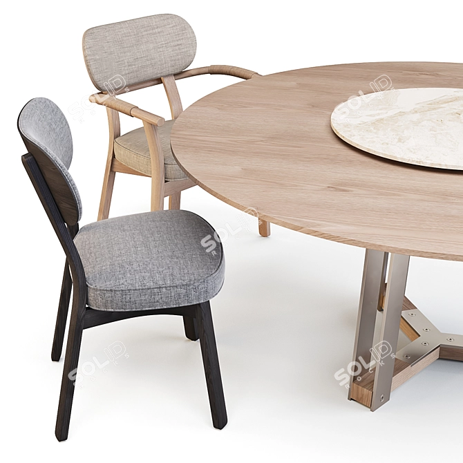 Elegant Porada Dining Set: Shibumi Tondo Table with Evelin Chairs 3D model image 3