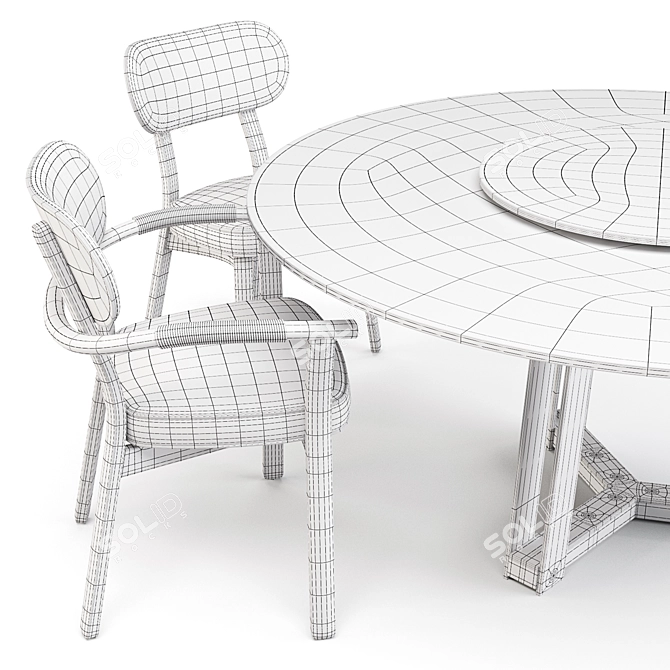 Elegant Porada Dining Set: Shibumi Tondo Table with Evelin Chairs 3D model image 5