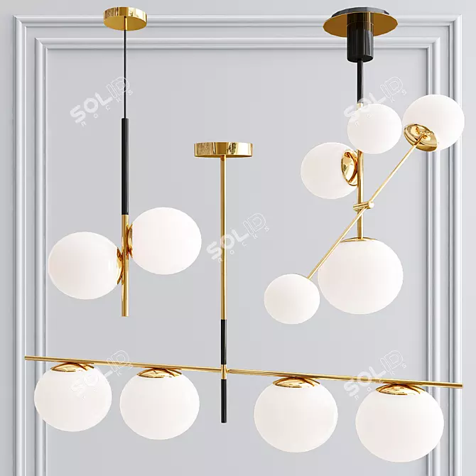 Modern Vesper Brass Hanging Lamps 3D model image 1