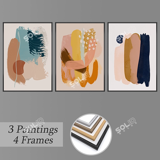 Elegant Wall Art Set 1627 3D model image 1