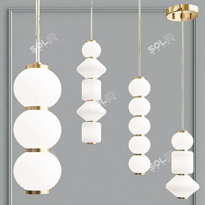 Vintage Gold Pendant Light 3D model image 1