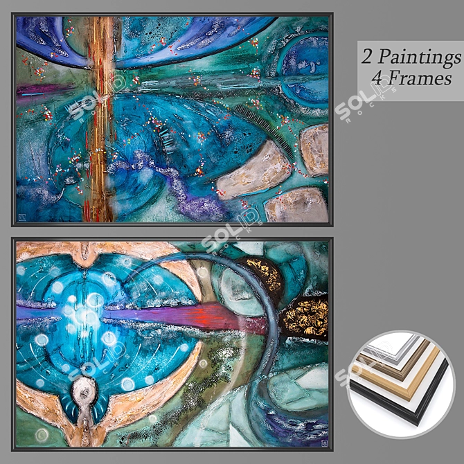 Diverse Set of Framed Wall Paintings 3D model image 1