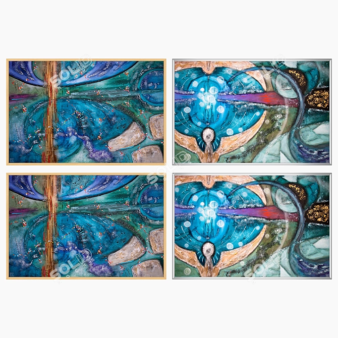 Diverse Set of Framed Wall Paintings 3D model image 3