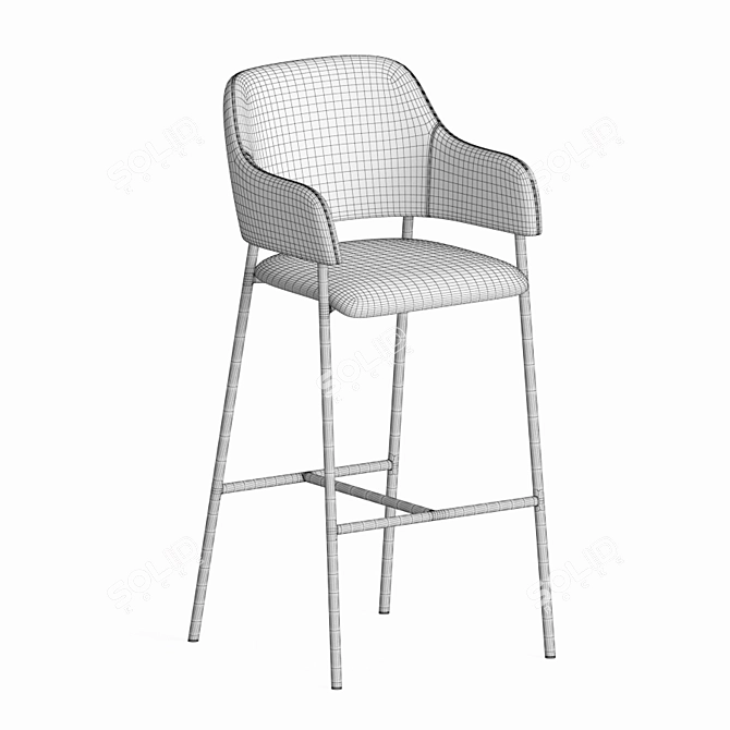 Elegant Livorno Velvet Bar Stool 3D model image 4