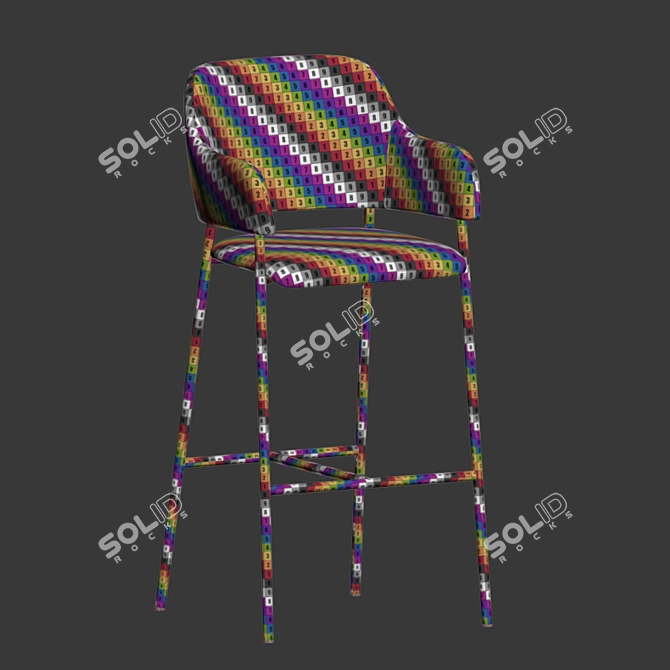 Elegant Livorno Velvet Bar Stool 3D model image 5