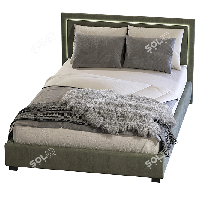 Contemporary Teen Bed, 200x120cm 3D model image 3