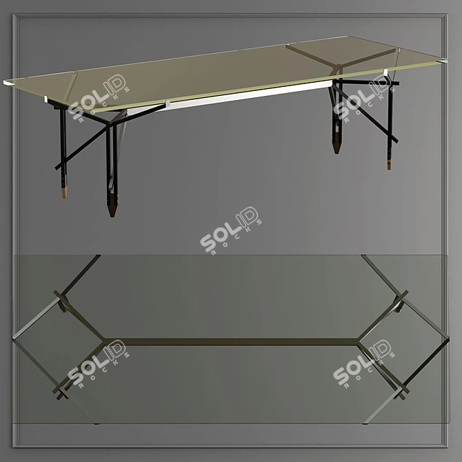 Elegant Glass and Steel Table 3D model image 1