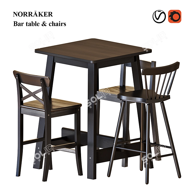 NORRÅKER Bar Set: Stylish & Functional 3D model image 1