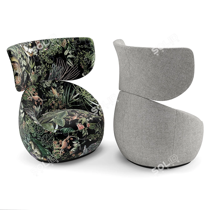 Exquisite Extinct Velvet Armchair 3D model image 3