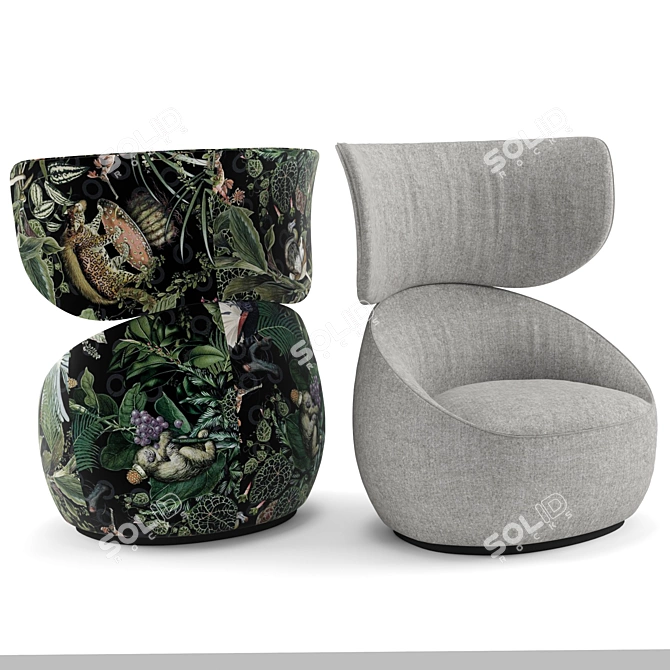 Exquisite Extinct Velvet Armchair 3D model image 4