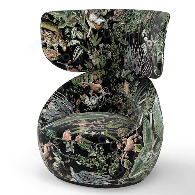 Exquisite Extinct Velvet Armchair 3D model image 5