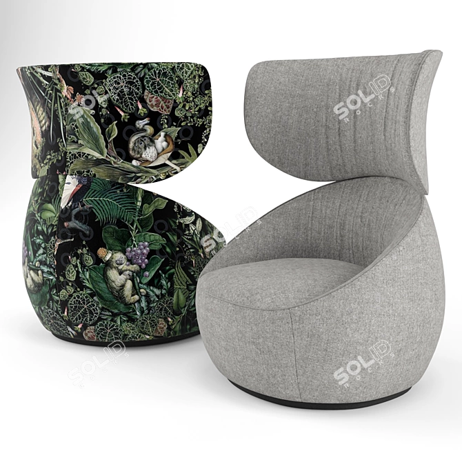 Exquisite Extinct Velvet Armchair 3D model image 7