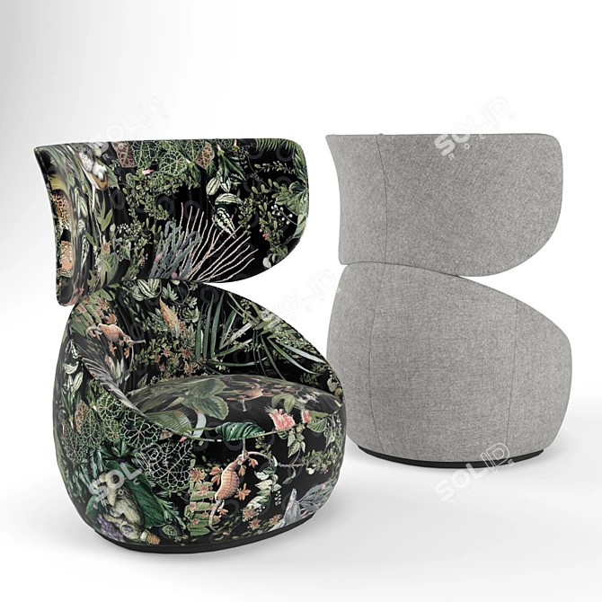 Exquisite Extinct Velvet Armchair 3D model image 8