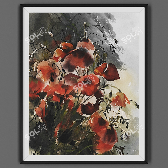 Sleek Black Framed Art 3D model image 1