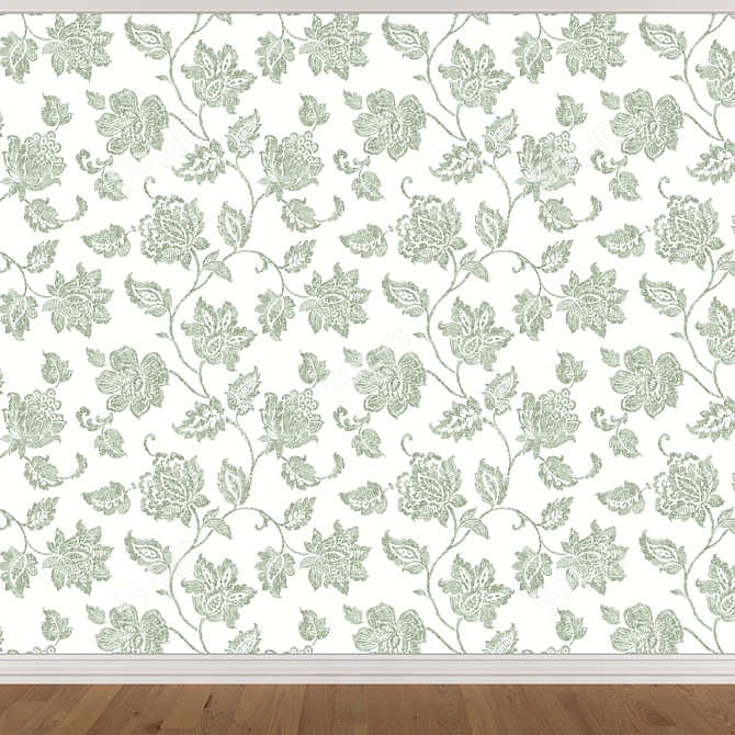 Seamless Wallpaper Set: 3 Color Options 3D model image 2