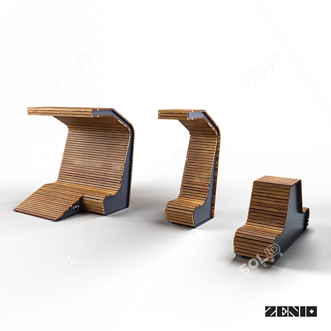 Zenio Smart Bench: Stylish and Intelligent 3D model image 1