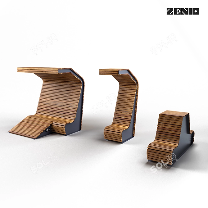 Zenio Smart Bench: Stylish and Intelligent 3D model image 6