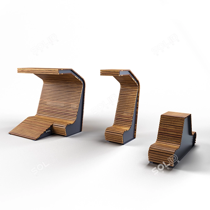 Zenio Smart Bench: Stylish and Intelligent 3D model image 7