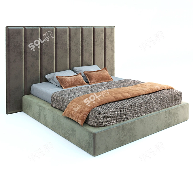 CozyDreams Soft Headboard Bed 3D model image 2