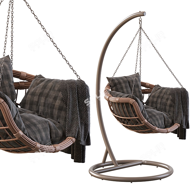 Vinotti Makadamia Brown Hanging Swing Chair 3D model image 1