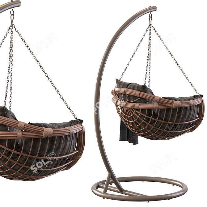 Vinotti Makadamia Brown Hanging Swing Chair 3D model image 4