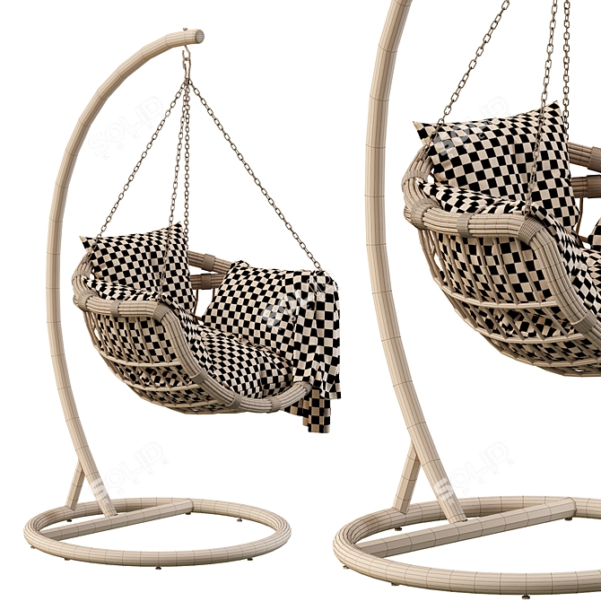 Vinotti Makadamia Brown Hanging Swing Chair 3D model image 5