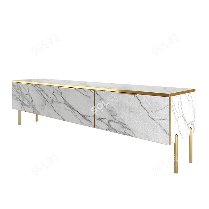 Smart Marble Curbstone with Gold Hardware 3D model image 3