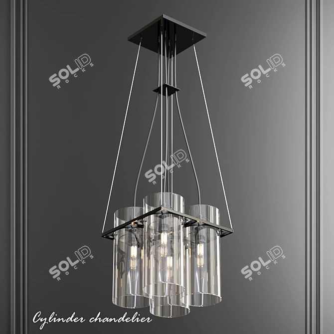 Elegant Glass Cylinder Chandelier 3D model image 1