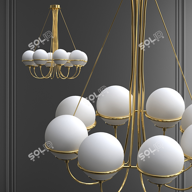 Glamorous Champagne Chandelier 3D model image 2