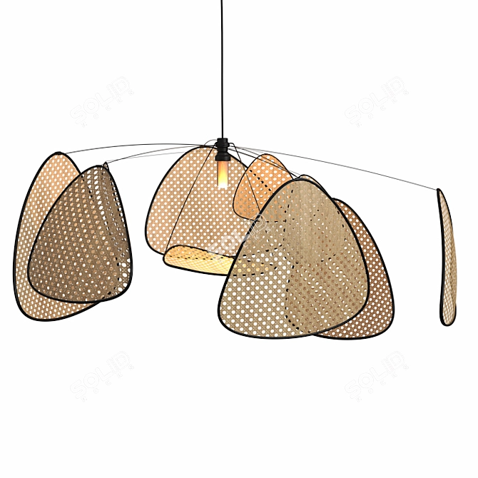 Stylish Rattan Hanging Lamp 3D model image 1