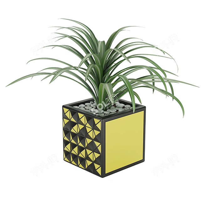 Real Leaf Texture Triangular Vase 3D model image 2