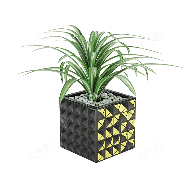 Real Leaf Texture Triangular Vase 3D model image 3