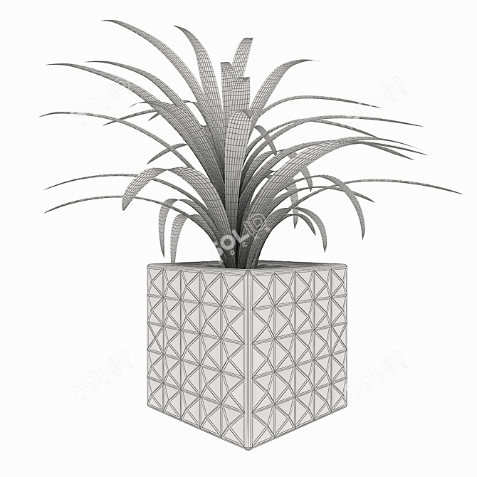 Real Leaf Texture Triangular Vase 3D model image 4