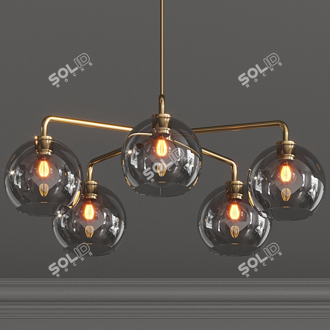 Clear Glass Globe Chandelier 3D model image 1