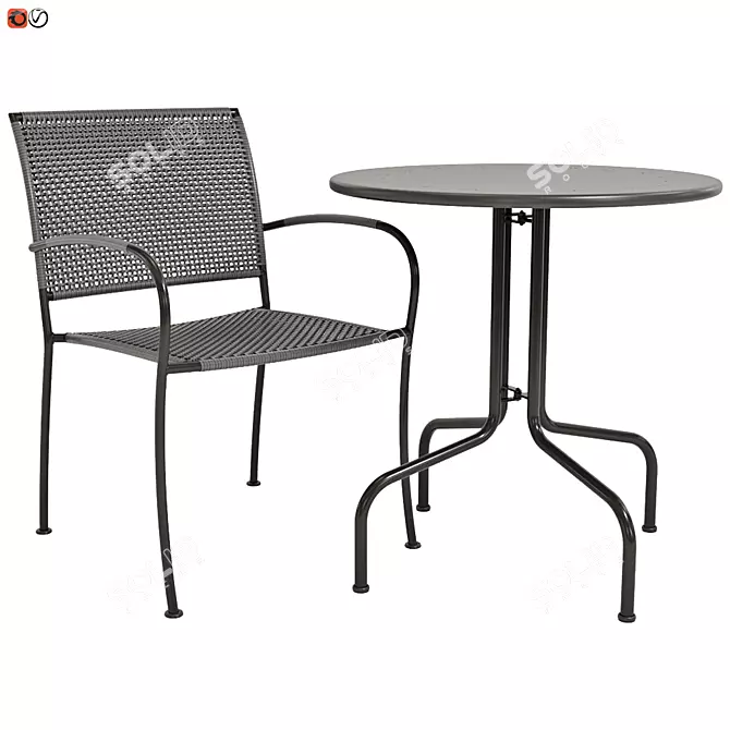 Outdoor Paradise: Ikea LEKKE 2 Garden Table & Chair Set 3D model image 1