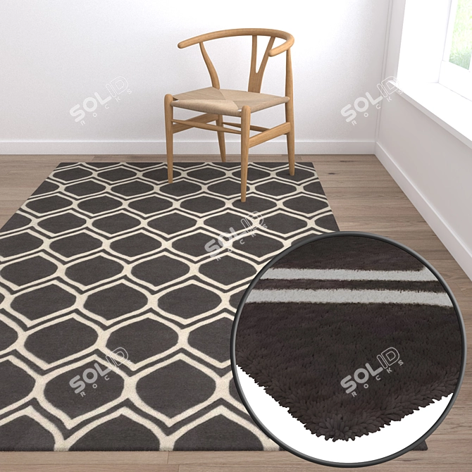 Luxury 3-Piece Carpet Set 3D model image 5