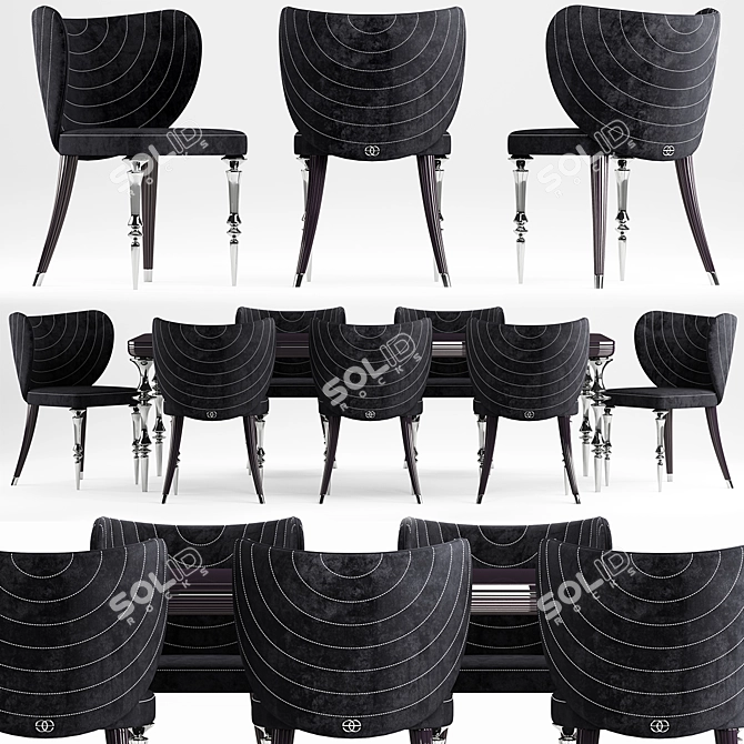 Elegant Elve Table & Chairs Set 3D model image 1