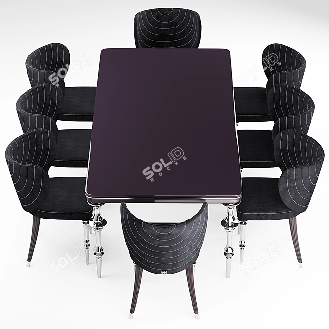 Elegant Elve Table & Chairs Set 3D model image 2