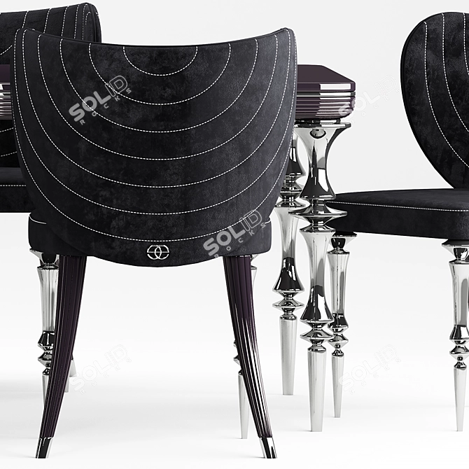 Elegant Elve Table & Chairs Set 3D model image 3