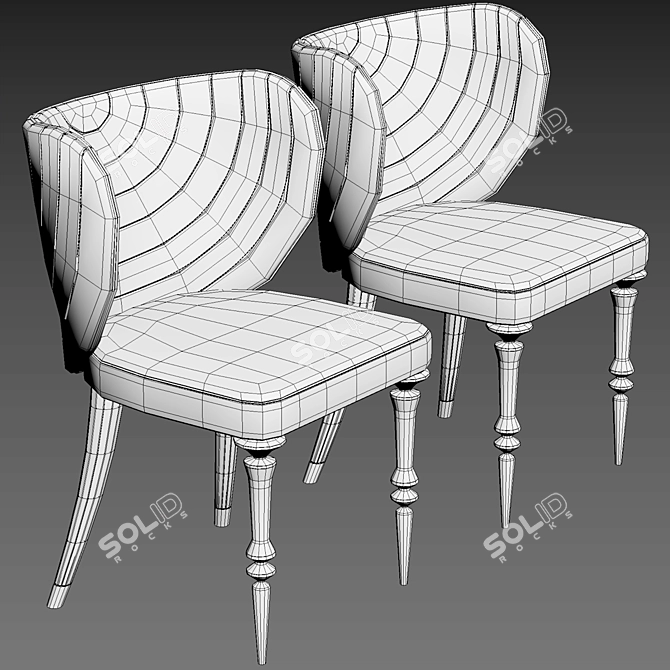 Elegant Elve Table & Chairs Set 3D model image 4