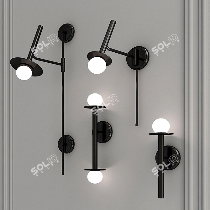 Elegant Nodes Wall Lamps 3D model image 1