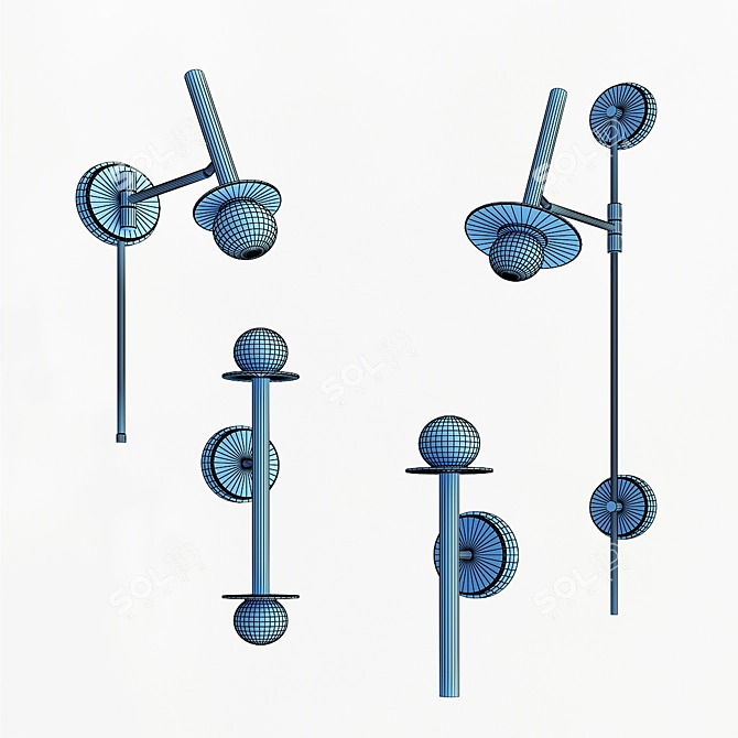 Elegant Nodes Wall Lamps 3D model image 3