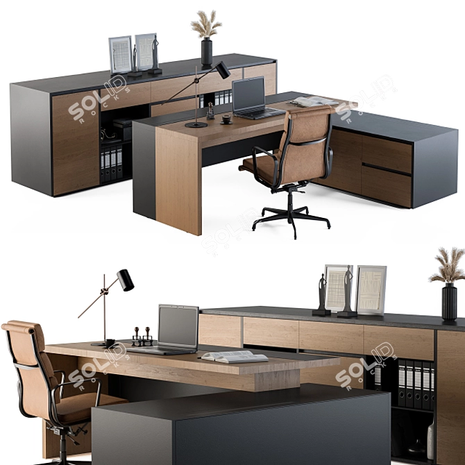 Executive Office Furniture Set 3D model image 1