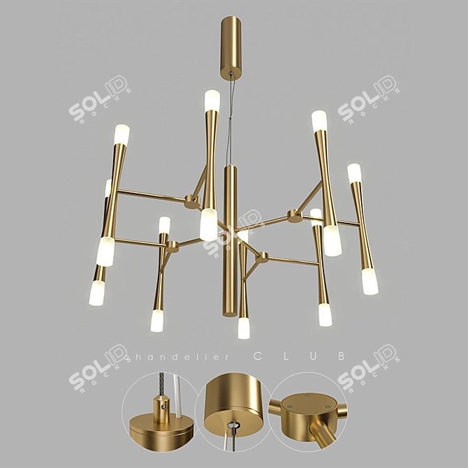 Elegant Golden Pendant Lamp by Lampatron 3D model image 1
