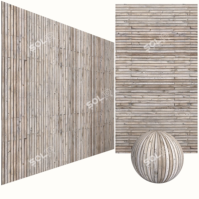 Vintage Timber: High-Res Textured Planks 3D model image 1